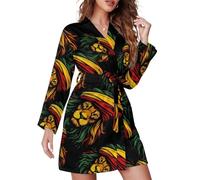 Camicia da notte da donna Rasta Reggae Lion Jamaica a maniche lunghe.