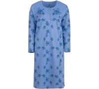 Camicia da notte da donna termica a maniche lunghe floreale invernale con bottoni taglie M L XL XXL, Blu, L