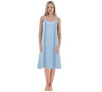 Camicia da notte da donna tinta unita all'interno con una base di grandi dimensioni sottoveste dimagrante camicia da notte allentata (lunghezza media), Azzurro, L