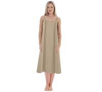 Camicia da notte da donna tinta unita con una base Plus Size sottoveste per dimagrire camicia da notte allentata (lunga), cachi, L