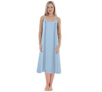 Camicia da notte da donna tinta unita con una base Plus Size sottoveste per dimagrire camicia da notte allentata (lunga), blu cielo, L