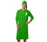 Camicia da Notte da Uomo con Cappello da Notte, Pigiama da Uomo Lunga Maglietta Lunghezza al Ginocchio Manica Lunga Girocollo Vestiti Interni Morbidi Confortevoli per Una Casa Casual in Ospedale