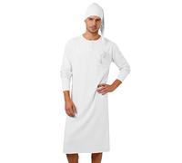 Camicia da Notte da Uomo con Cappello da Notte, Pigiama da Uomo Lunga Maglietta Lunghezza al Ginocchio Manica Lunga Girocollo Vestiti Interni Morbidi Confortevoli per Una Casa Casual in Ospedale