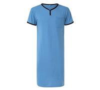 Camicia da notte da uomo, extra lunga, a maniche corte, con scollo a V, vestibilità larga, resistente alle pieghe, con tasca sul petto, traspirante, abbigliamento casual per interni