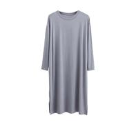 Camicia da Notte da Uomo - Lounge a Maniche Lunghe e Sonno Henley Camicia Pigiama Uomo Ultra Morbida Camicia da Notte in Modal,Dark Gray,XL