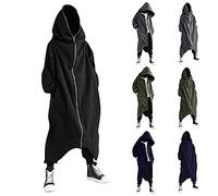 Camicia da notte da uomo, per Halloween, con cerniera, per il tempo libero, con cappuccio, invernale, in cotone, peluche, pigiameria maschile, pigiama da ninja caldo, con tasche, costume da cosplay,