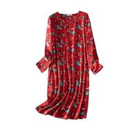 Camicia da Notte Donna a Maniche Lunghe - Simpatico Abito da Notte Casual Stampato - Maglietta Invernale (Hot Pink, XL)