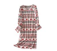 Camicia da Notte Donna a Maniche Lunghe - Simpatico Abito da Notte Casual Stampato - Maglietta Invernale Calda (Pink, S)