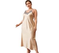 Camicia da Notte Donna - Camicie da Notte Sexy da Donna in Raso di Seta Senza Maniche Camicie da Notte Estive con Scollo A V Bretella Sottile Lunga Imitazione Seta Camicia da Notte, Stile C, XXL