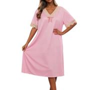 Camicia da Notte Donna in Ghiacciata con Rifiniture Eleganti e Maniche Corte per Il Relax Casalingo (XL)