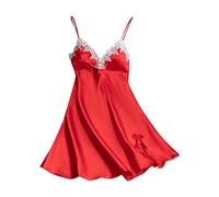Camicia da Notte Donna in Pizzo Colore Solido con Spalline Sexy Dormire Pigiama Donna Estivo Sciolto Sottoveste Lingerie Abiti in Pizzo Camicia da Notte Donna Nightgown