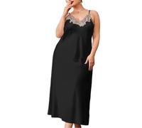 Camicia da Notte Donna - Indumenti da Notte Sexy da Donna in Raso di Seta Senza Maniche Camicie da Notte Estive con Scollo A V Bretella Sottile Lunga Camicia da Notte in Seta Imitazione, Stile B, 5XL