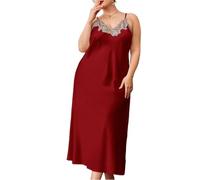 Camicia da Notte Donna - Indumenti da Notte Sexy da Donna in Raso di Seta Senza Maniche Camicie da Notte Estive con Scollo A V Bretella Sottile Lunga Camicia da Notte in Seta Imitazione, Stile A, 5XL