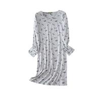 Camicia da Notte Donna Invernale a Maniche Lunghe - Simpatico Abito da Notte Casual Stampato in Pile (Blue, M)