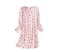 Camicia da Notte Donna Invernale Camicie da Notte da a Maniche Lunghe Camicie da Notte Simpatico Abito da Notte Casual Camicie da Notte Stampate Abito Maglietta Camicia da Notte Donna Pile (Pink, XL)