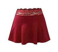 Camicia da Notte Donna Midi - Busto Inconsistente Pizzo Vedere Attraverso La Gonna Women's Blouse Exotic Abiti (Red M)