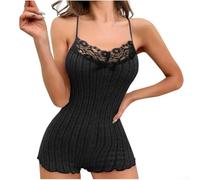 Camicia da Notte Donna Pizzo Farfalle Schiena Nuda(Black XXXL) | Design schiena nuda, dettagli pizzo , tessuto morbido, ideale estate, taglia regolare
