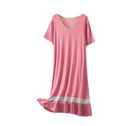 Camicia Da Notte Donna - Plus Size Donna Modale Scollo A V Camicie Da Notte Donna Manica Corta Camicia Da Notte Estiva Indumenti Da Notte Casual Patchwork Camicia Da Notte Abbigliamento Per La Casa