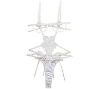 Camicia da Notte Donna Sexy Completo Sexy da Donna Women's Lace Bondage Passion a tre punti Anello in acciaio completamente regolabile Lingerie Hot Per Rosso Body Sexydonna (White, XL)