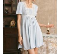 Camicia da notte elegante e romantica in pizzo e maglia stile patchwork per donne, ispirata alla Francia meridionale L,M,S,XLPianteTessuto in maglia