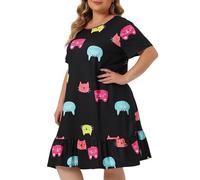 Camicia da notte in cotone da donna, taglie forti, camicia da notte lunga da donna con maniche corte, camicia da notte da donna, camicia da notte in cotone, taglie forti, pigiama da notte morbido set