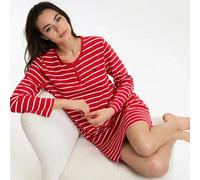 Camicia da notte in jersey di cotone a righe Rosso M A righe