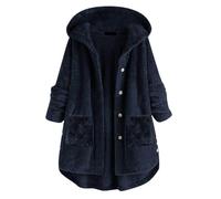 Camicia da notte in pile morbide con cappuccio da donna UK Button Peloso Pigiama con cappuccio tinta unita Indumenti da notte a maniche lunghe Camicie da notte per la casa Cappotti morbidi termici