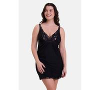 Camicia da notte in pizzo e micro Arum Nero 54/56 (IT) - 50/52 (FR) Tinta unita