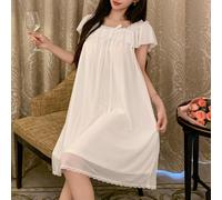 Camicia da notte leggera e dolce con volant in rete per donne, abbigliamento da pigiama per il ritorno a scuola L,M,S,XL,XSTessuto in tulle