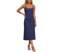Camicia da notte lunga da donna con spalline sottili regolabili, tessuto morbido, collo arrotondato, comfort ottimale per un riposo tranquillo quotidiano