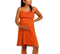 Camicia da Notte Parto Ospedale con Bretelle, Camicia da Notte Premaman, 3 in 1 Allattamento, Ospedale e Gravidanza, Morbida e Transpirante per Il Massimo Comfort (M, Arancione)