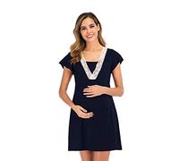 Camicia da Notte Parto Ospedale Premaman Allattamentoal Seno Camicia da Notte -Blu_M