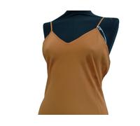 Camicia da notte spallina stretta. LA LINGERIE DEI SOGNI. Misto seta. Arancio.