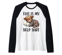 Camicia da Notte This Is My Sleep, Highland Cow, Nightshirt & Sleep Maglia con Maniche Raglan