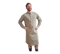 Camicia da notte uomo in flanella beige verde marrone a righe 100% cotone...