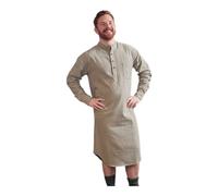 Camicia da notte uomo in flanella beige verde marrone a righe 100% cotone...