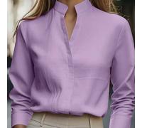 Camicia da pendolare minimalista di colore unito in stile europeo e americano di WangXin, con colletto in raso, manica lunga e vestibilità slim, elegante blusa primaverile L,M,S,XL,XSColore unicoPolie