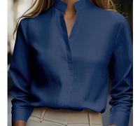 Camicia da pendolare minimalista di colore unito in stile europeo e americano di WangXin, con colletto in raso, manica lunga e vestibilità slim, elegante blusa primaverile L,M,S,XL,XSColore unicoPolie