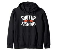 Camicia da Pesca con Scritta Shut Up I'm Fisherman Felpa con Cappuccio