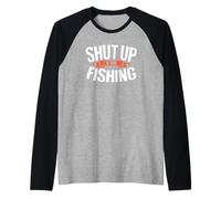 Camicia da Pesca con Scritta Shut Up I'm Fisherman Maglia con Maniche Raglan