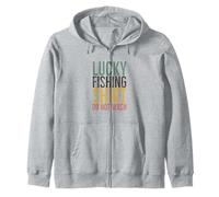 Camicia da Pesca Lucky Do Not Wash Funny Fisherman Christmas Felpa con Cappuccio
