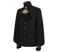 Camicia da pirata gotica - Camicetta rinascimentale a maniche lunghe di alta qualità con intricato design decorativo con lacci sul davanti, autentico costume vittoriano steampunk gotico per Halloween