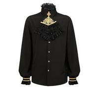 Camicia da pirata gotica - Camicetta rinascimentale a maniche lunghe di alta qualità con intricato design decorativo con lacci sul davanti, autentico costume vittoriano steampunk gotico per Halloween