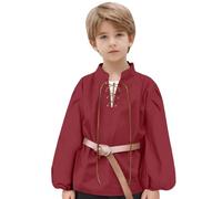 Camicia da Pirata per Bambini Camicia Medievale per Bambino Camicia Medievale da Ragazzo Rinascimentale Steampunk Manica Lunga con Colletto Top Medievale per Halloween Tunica per Bambini Carnevale