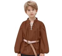 Camicia da Pirata per Bambini Camicia Medievale per Bambino Camicia Medievale da Ragazzo Rinascimentale Steampunk Manica Lunga con Colletto Top Medievale per Halloween Tunica per Bambini Carnevale