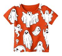 Camicia da ragazzo con papillon, maglietta stampata in stile halloween per ragazze ragazzi maglia manica corta adatta per 1-13 anni maglione 152 ragazze, Colore: arancione., 10-11 Anni