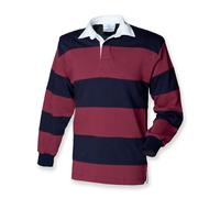 Camicia Da Rugby Casual In Cotone A Righe BURGUNDY BLU O BIANCA S-XXL