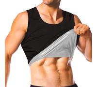 Camicia da sauna da uomo, a maniche corte, per sauna, body shaper per il sudore, gilet da sauna da uomo, canottiera da palestra, Gilet interno argento, Large-X-Large