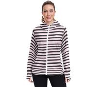 Camicia da sole a maniche lunghe da donna blocca i raggi UVA/UVB ad asciugatura rapida, leggera e ariosa, Pastello Blush e Strisce Nere Carino Donne e, L