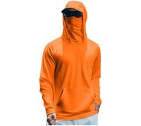 Camicia da sole da uomo a maniche lunghe con oltre 50 magliette da pesca, rash guard, per escursioni all'aperto, Arancione, XL